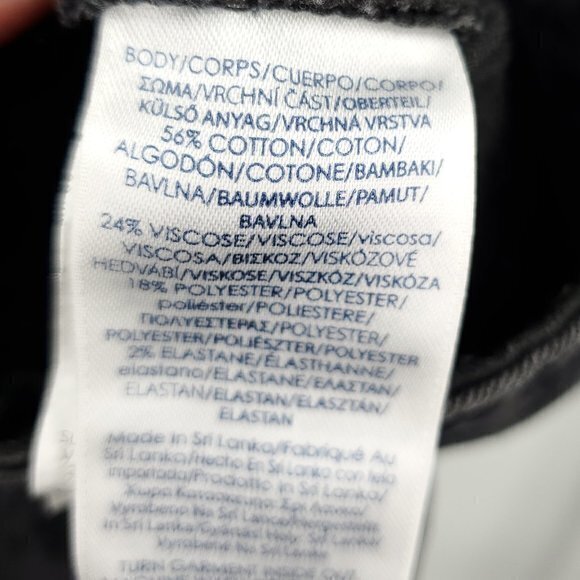 Chaps Mid Rise Jacquard Velvet Slim Leg Pants 8 Black/Gray - Picture 14 of 16